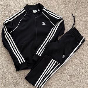 adidas Women's Black Jacket with White Stripes